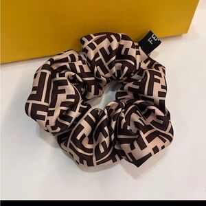 Brown and Cream Hair Scrunchie